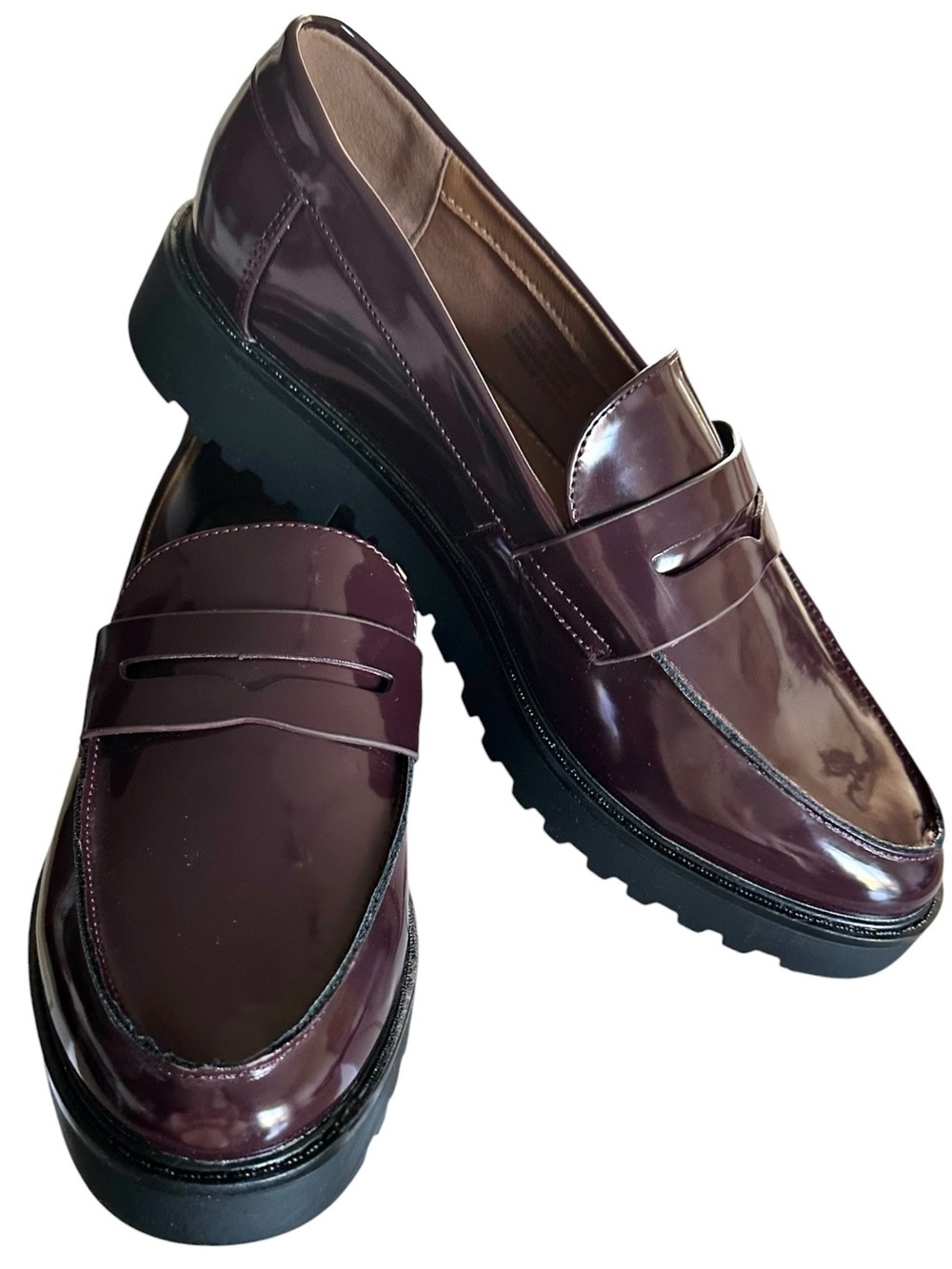 Mia Amore Hali Shoes Burgundy Patent Penny Loafers Women's Size 9 New in Box - Picture 3 of 16